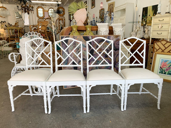 Set of Four Faux Bamboo Chippendale Chairs