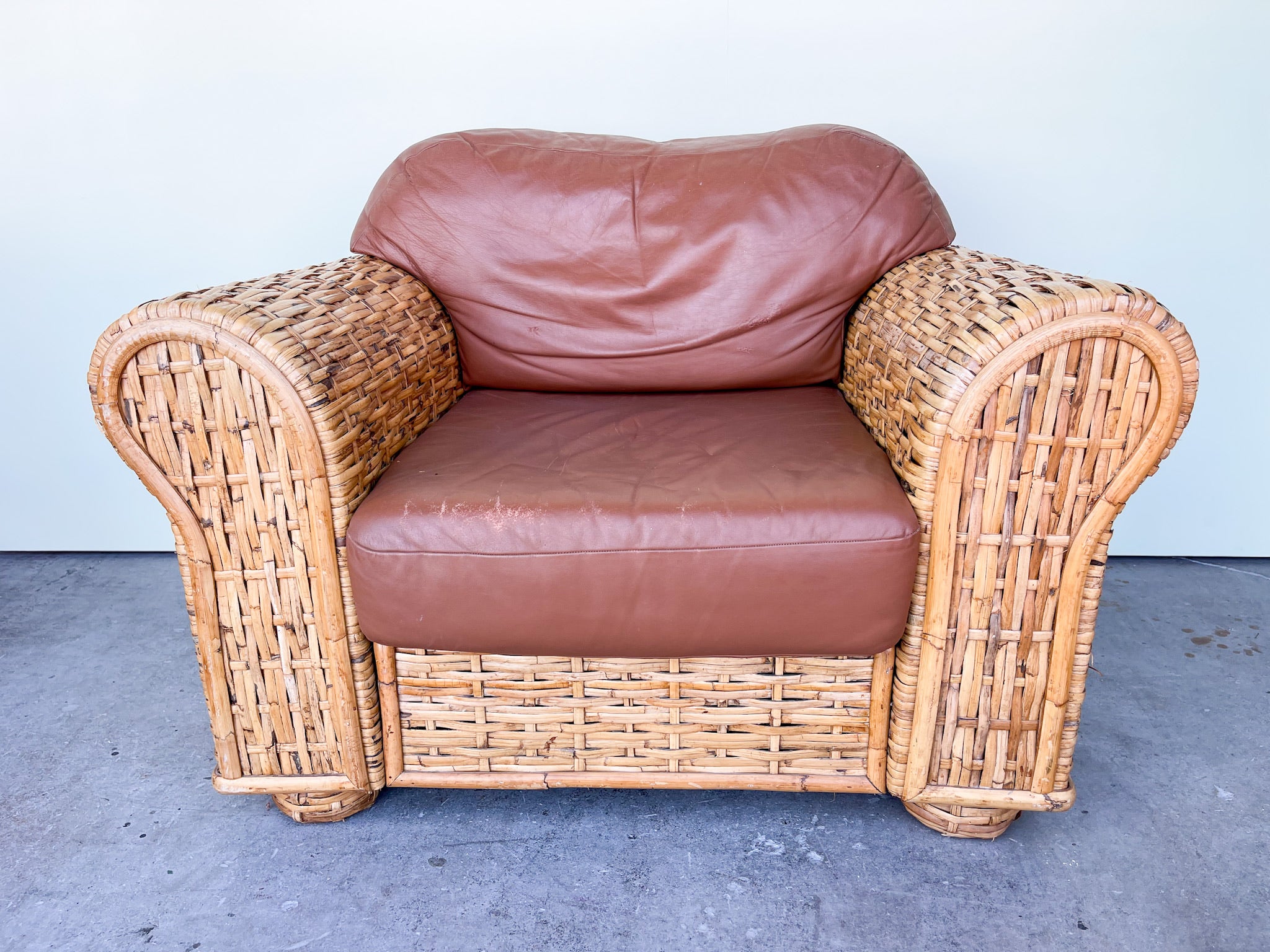 Pottery barn rattan chair and ottoman hot sale