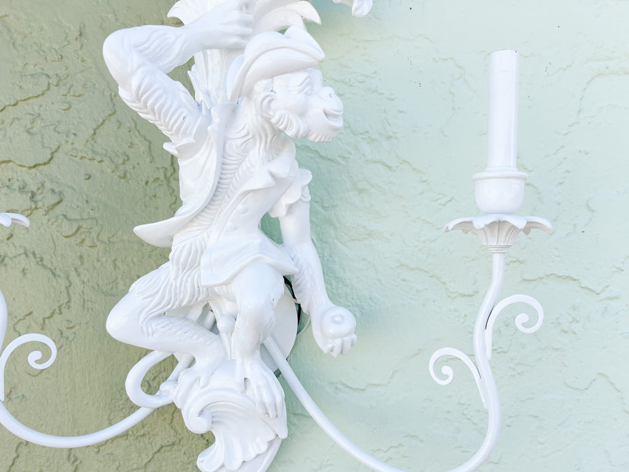 Pair of Lacquered Monkey Wall Sconces