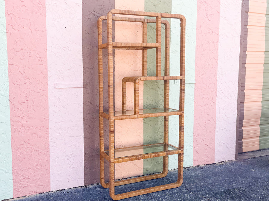 Coastal Chic Rattan Wrapped Etagere