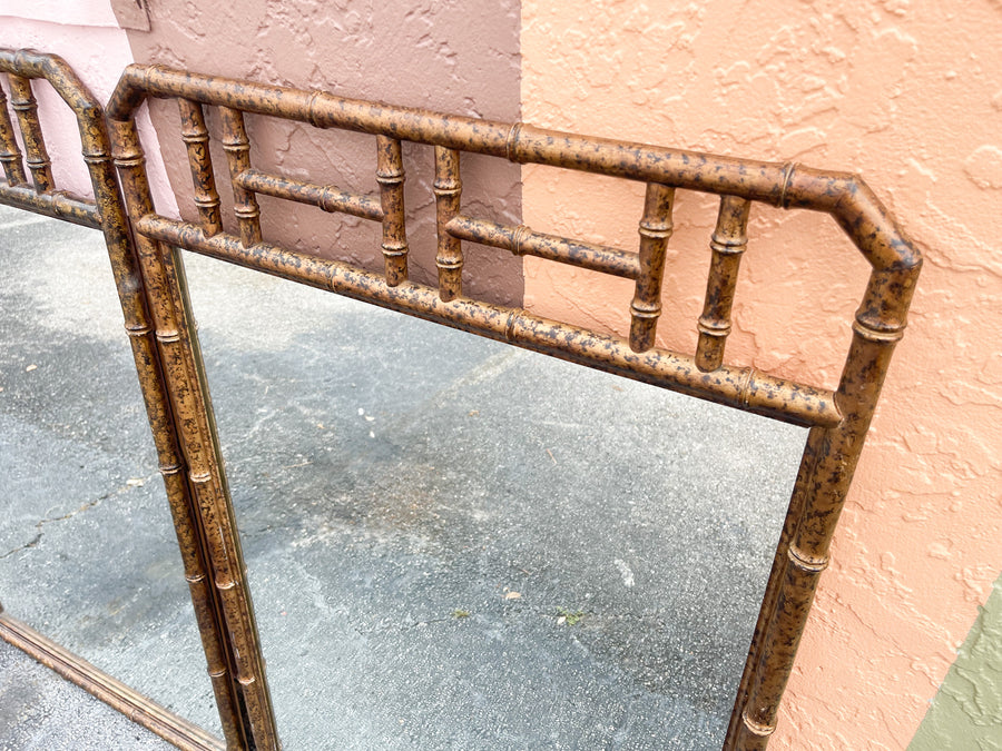 Pair of Faux Bamboo Tortoiseshell Mirrors