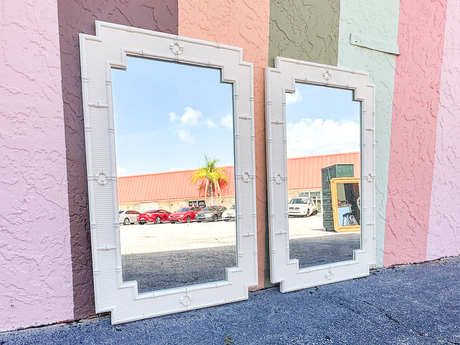 Pair of Faux Bamboo Omega Mirrors