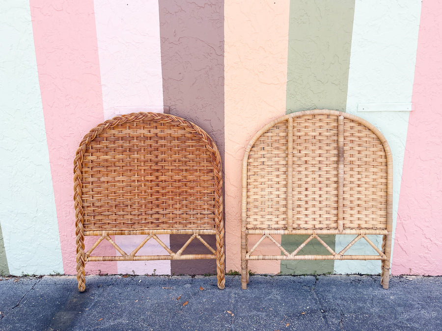 Pair of Braided Wicker Twin Headboards