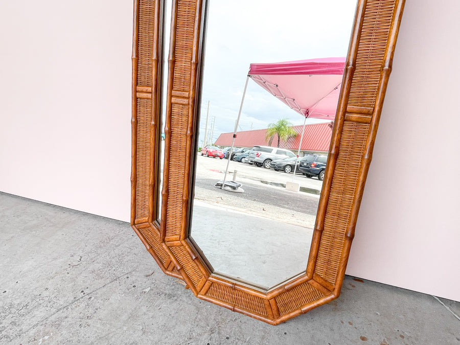 Pair of Faux Bamboo Octagon Mirrors