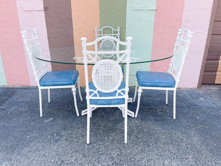 Palm Beach Faux Bamboo and Cane Outdoor Dining Set