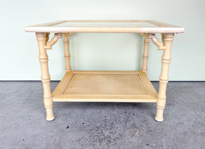 Yellow Faux Bamboo Side Table