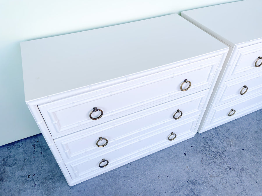 Pair of Faux Bamboo Oversized Nightstands