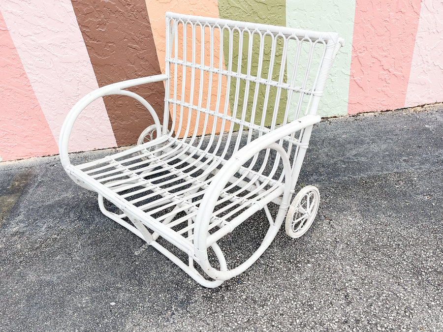 Palm Beach Stick Wicker Loveseat on Wheels