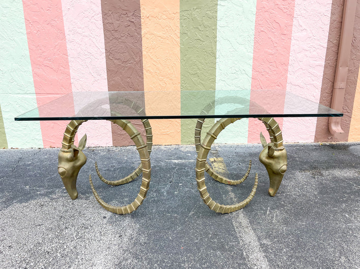 Mid Century Brass Ram Head Dining Table