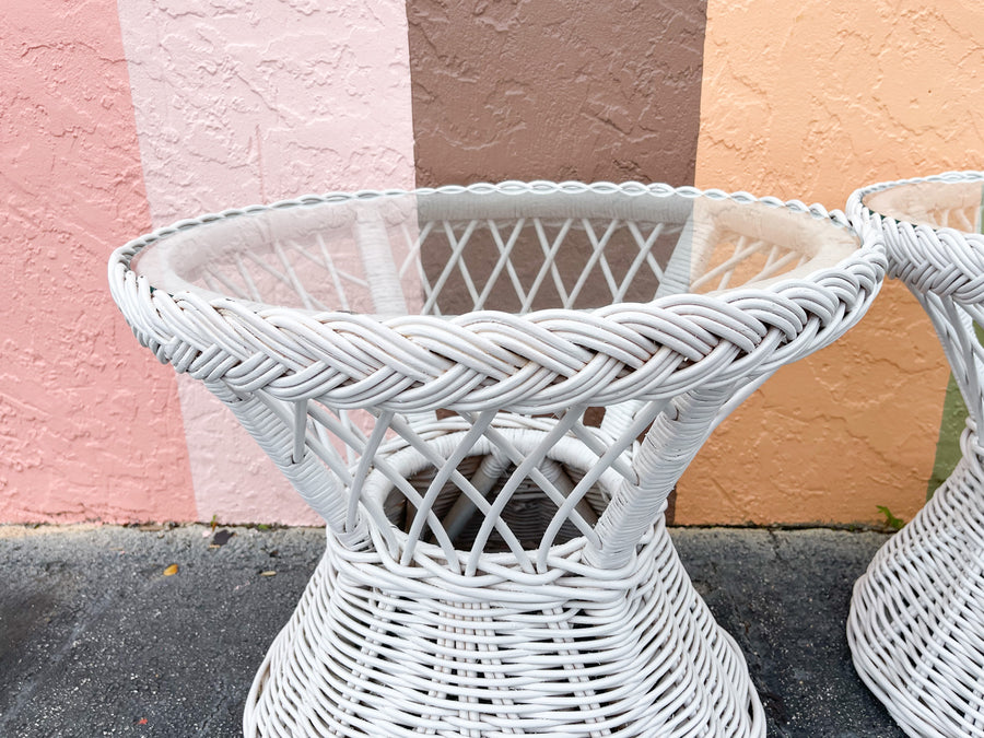 Pair of Braided Rattan Side Tables