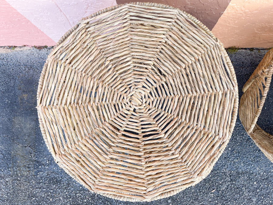 Pair of Modern Seagrass Wrapped Palm Side Tables