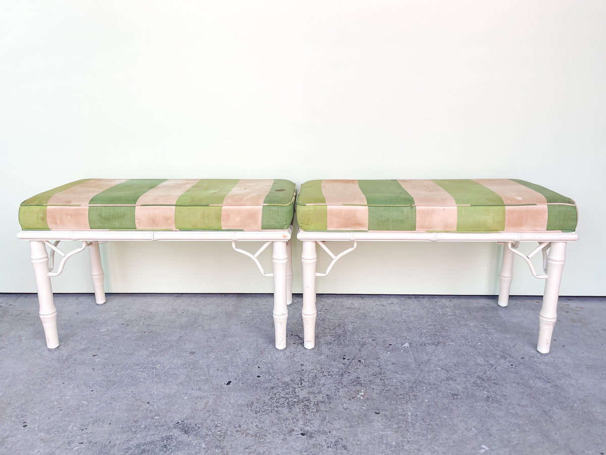 Pair of Ficks Reed Faux Bamboo Benches