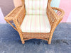 Island Chic Braided Rattan Wingback Chair and Ottoman