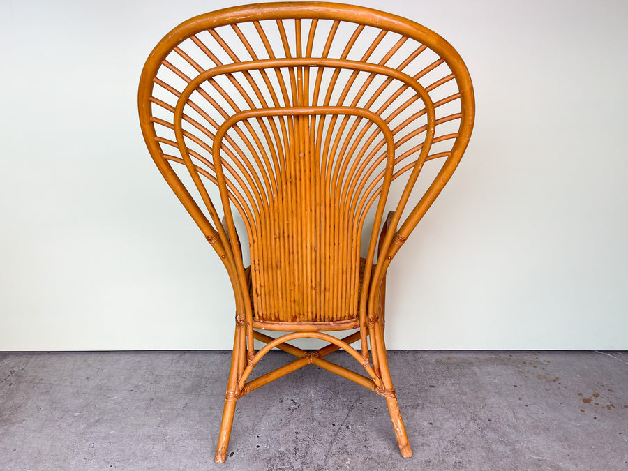 Old Florida Rattan Fan Back Chair