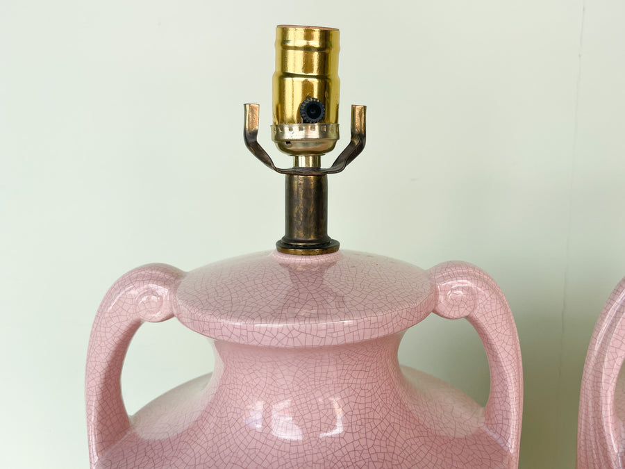 Pair of Pink Chic Crackle Lamps