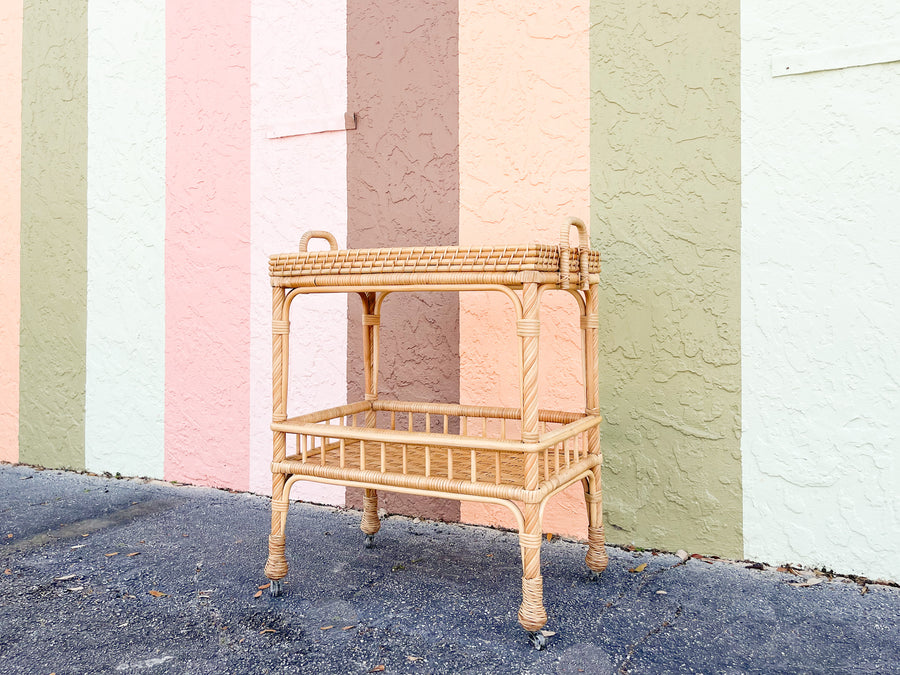 Modern Rattan Bar Cart