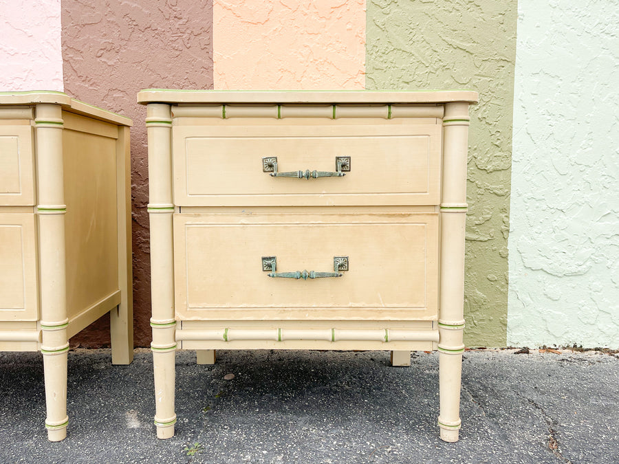 Pair of Faux Bamboo Nightstands