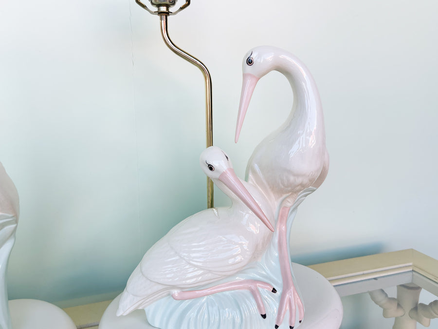 Pair of Old Florida Ibis Lamps