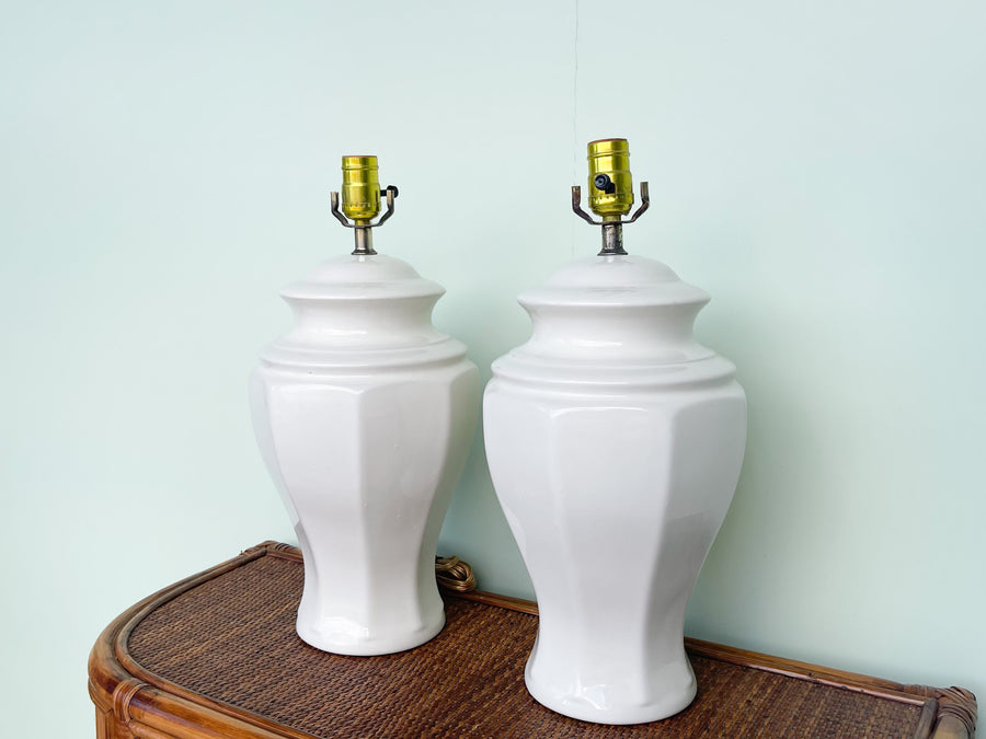 Pair of Cream Ginger Jar Lamps