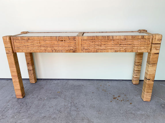 Island Style Woven Rattan Console