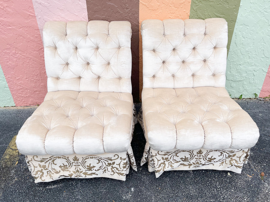 Pair of Hollywood Regency Slipper Chairs
