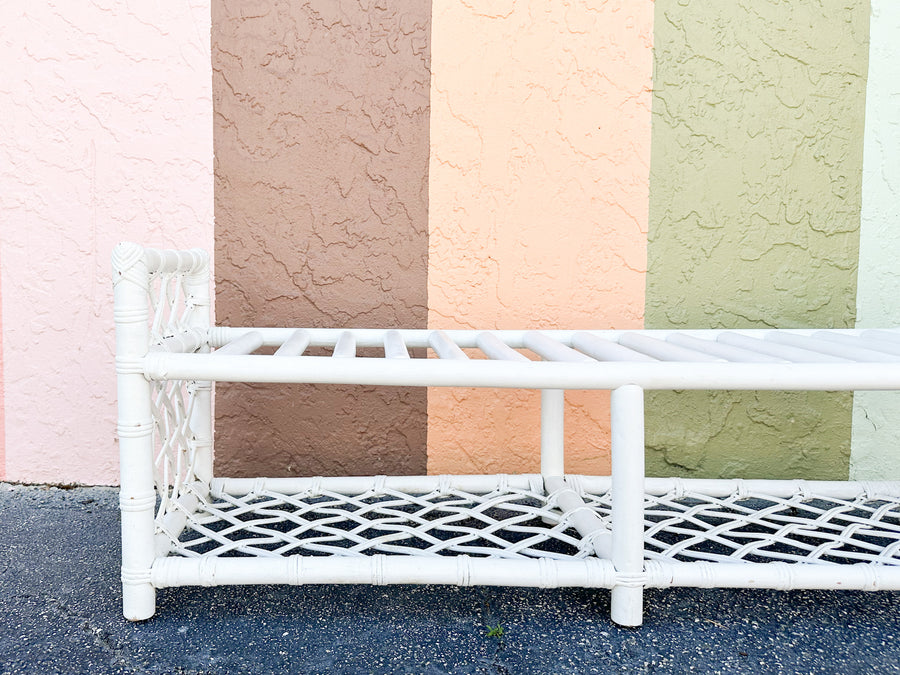 Palm Beach Chic Rattan Lattice Bench