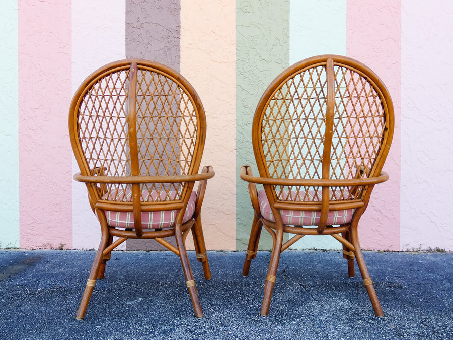 Pair of Rattan Balloon Back Chairs