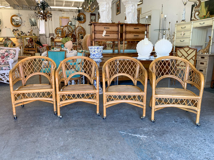 Set of Four of Coastal Rattan Chairs