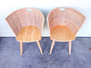 Pair of Modern Rattan Barrel Chairs
