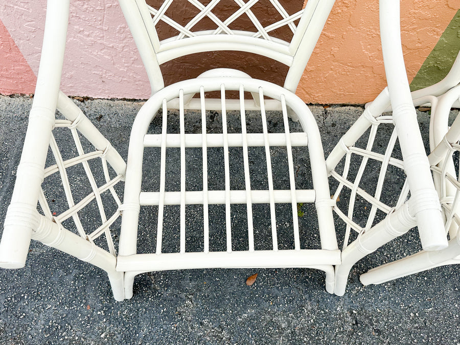 Pair of Rattan Lattice Love Chairs