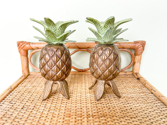 Pair of Petite Brass Pineapple Candlesticks