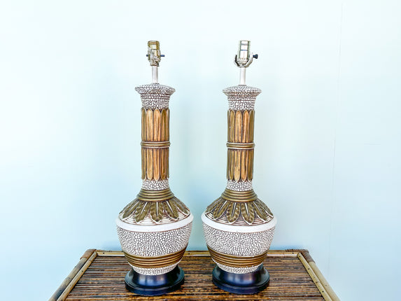 Pair of MCM Crackle Lamps