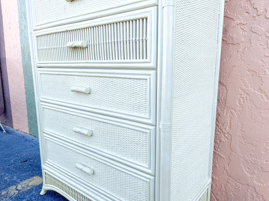 Rattan and Stick Wicker Tall Chest