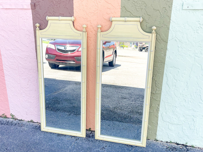 Pair of Faux Bamboo Henry Link Mirrors