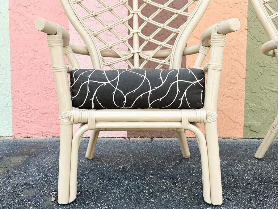 Pair of Ficks Reed Rattan Balloon Back Chairs