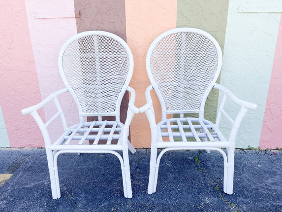 Pair of White Balloon Back Chairs