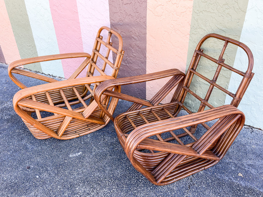 Pair of Frankl Style Rattan Pretzel Chairs