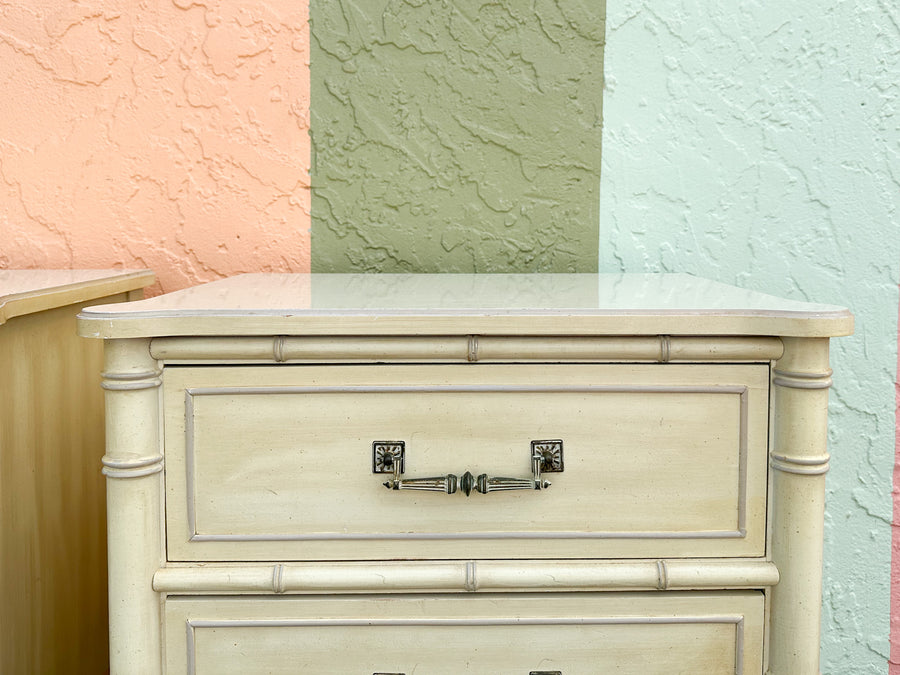 Pair of Henry Link Faux Bamboo Nightstands