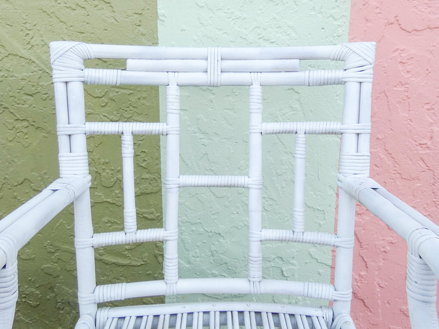Pair of Painted Rattan Arm Chairs