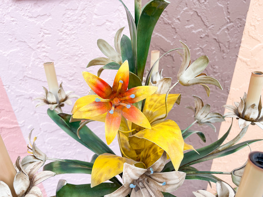 Colorful Tole Lily Chandelier
