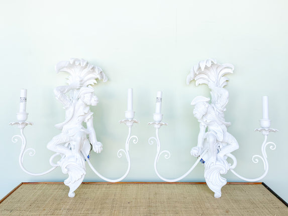 Pair of Lacquered Monkey Wall Sconces