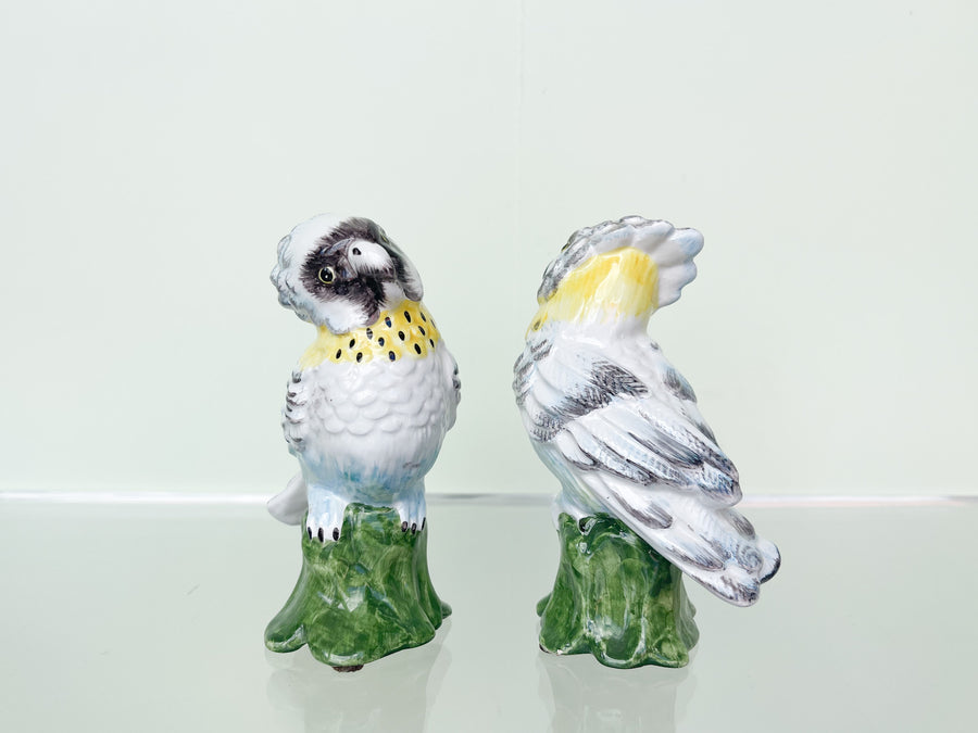 Pair of Petite Italian Ceramic Parakeets
