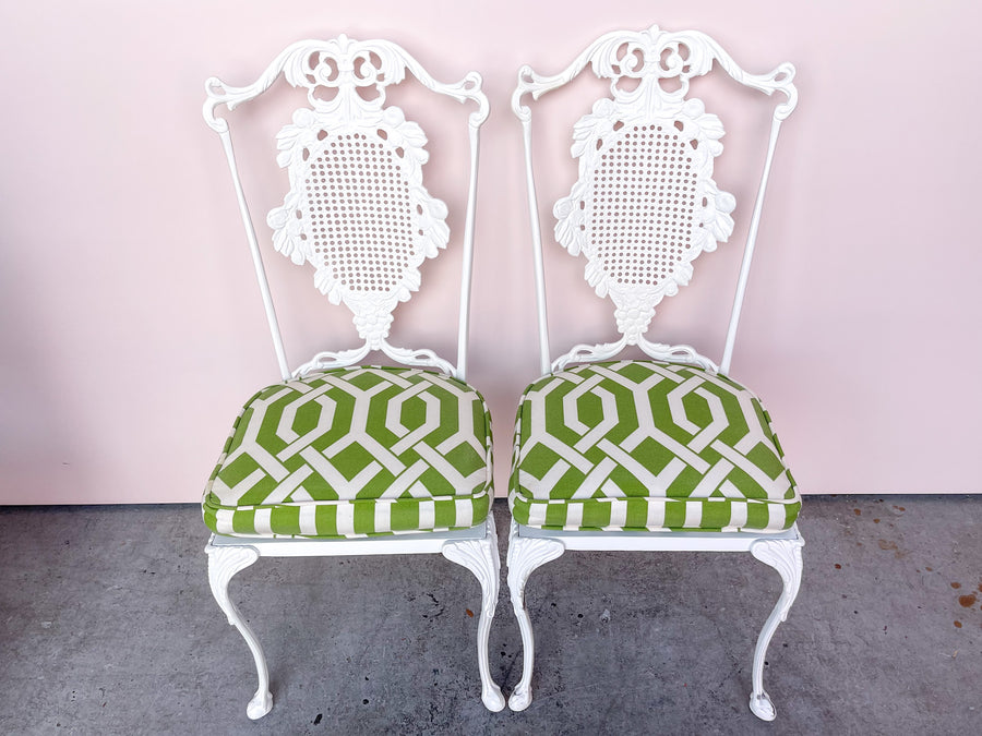 Pair of Palm Beachy Wrought Iron Chairs