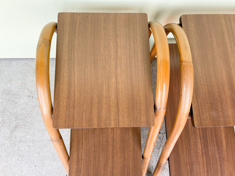 Pair of MCM Rattan Side Tables