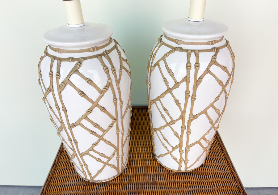 Pair of Faux Bamboo Icing Lamps