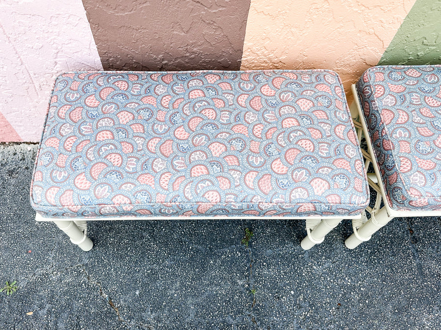 Pair of Ficks Reed Rattan Benches
