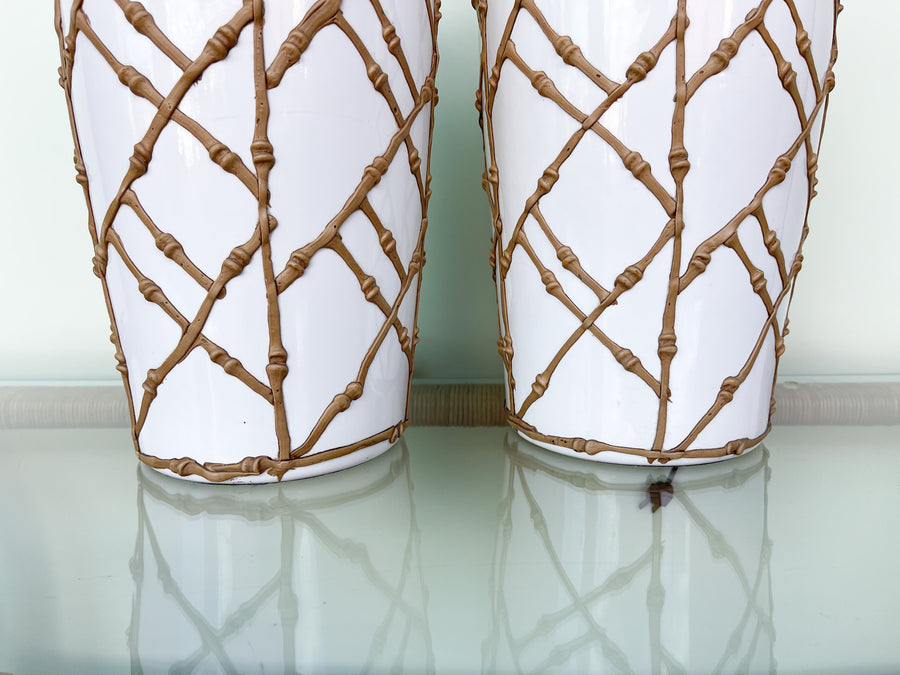 Pair of Faux Bamboo Icing Lamps