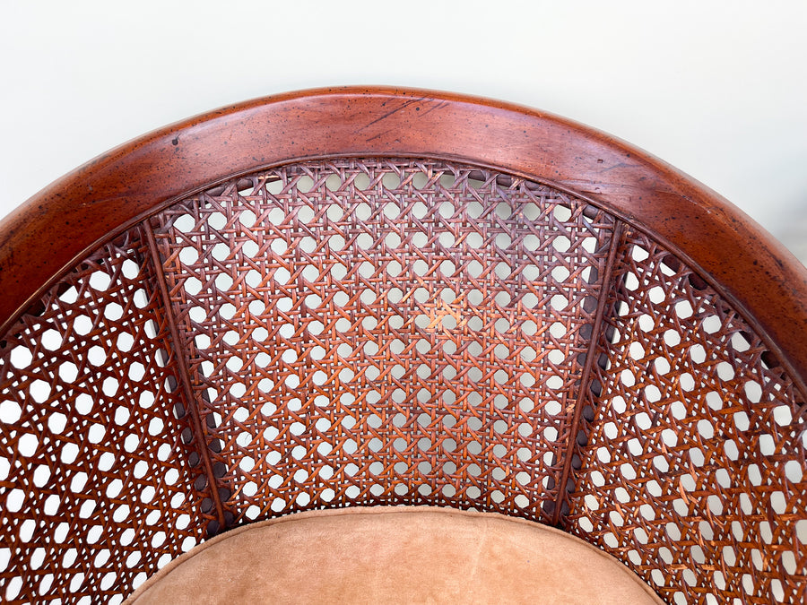 Pair of Cane Back Barrel Chairs