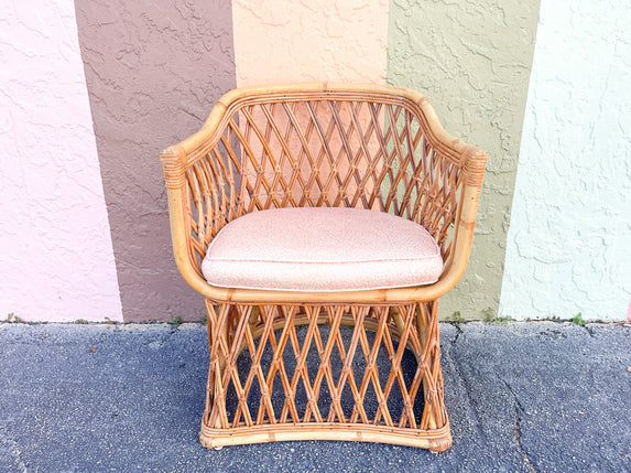 Petite Rattan Lattice Barrel Chair