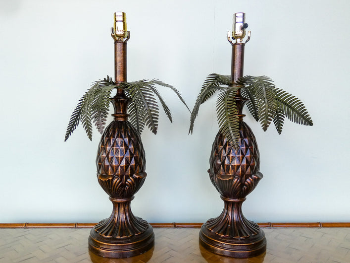 Pair of Pineapple Tole Lamps